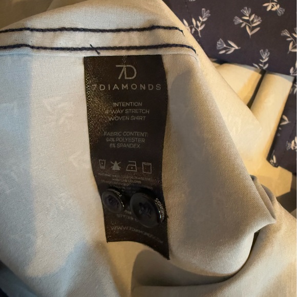 7 Diamonds Men’s Short Sleeve Dress Shirt, Size Large, Blue - Picture 4 of 4